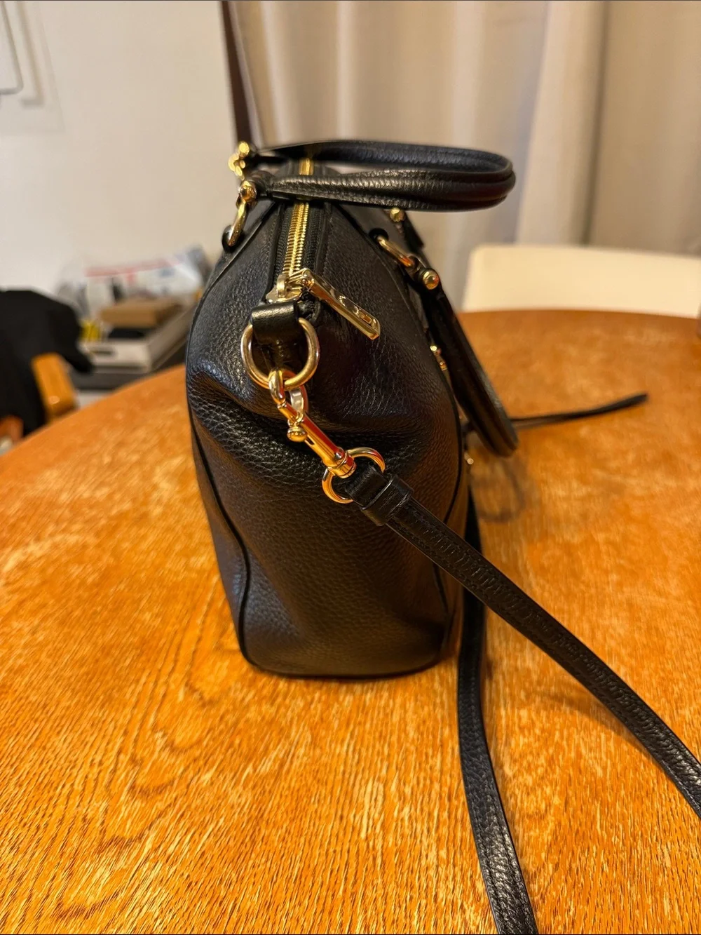 Coach Black Pebbled Leather Satchel with Gold Hardware